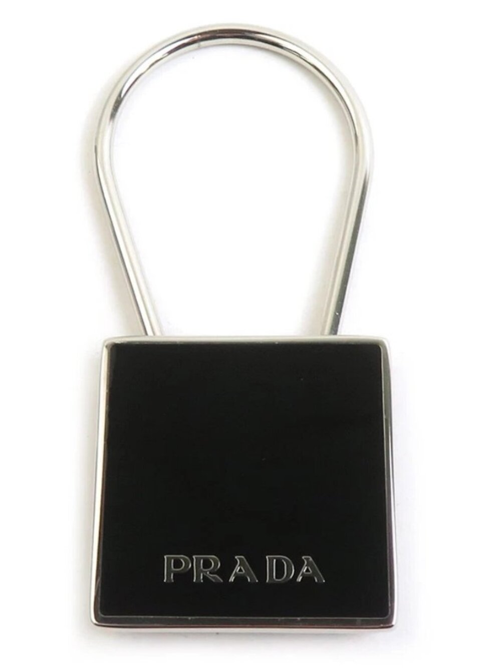 Auth PRADA Key Ring Black/Silver Metal - 56659a
